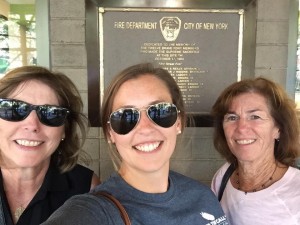 My mom - Ronnie, myself, and my aunt - Rosemary on September 11, 2015 at my grandpa's plaque after volunteering handing out feather tattoos for the benefit fund